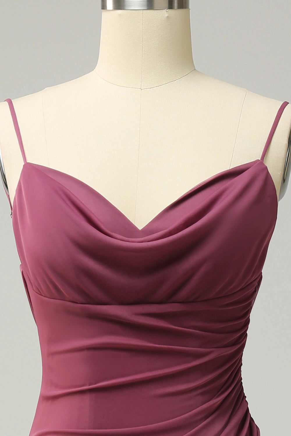 Elegant Plus Size Sheath Cowl-Neck Cowl-Back Long Mauve Evening Dress