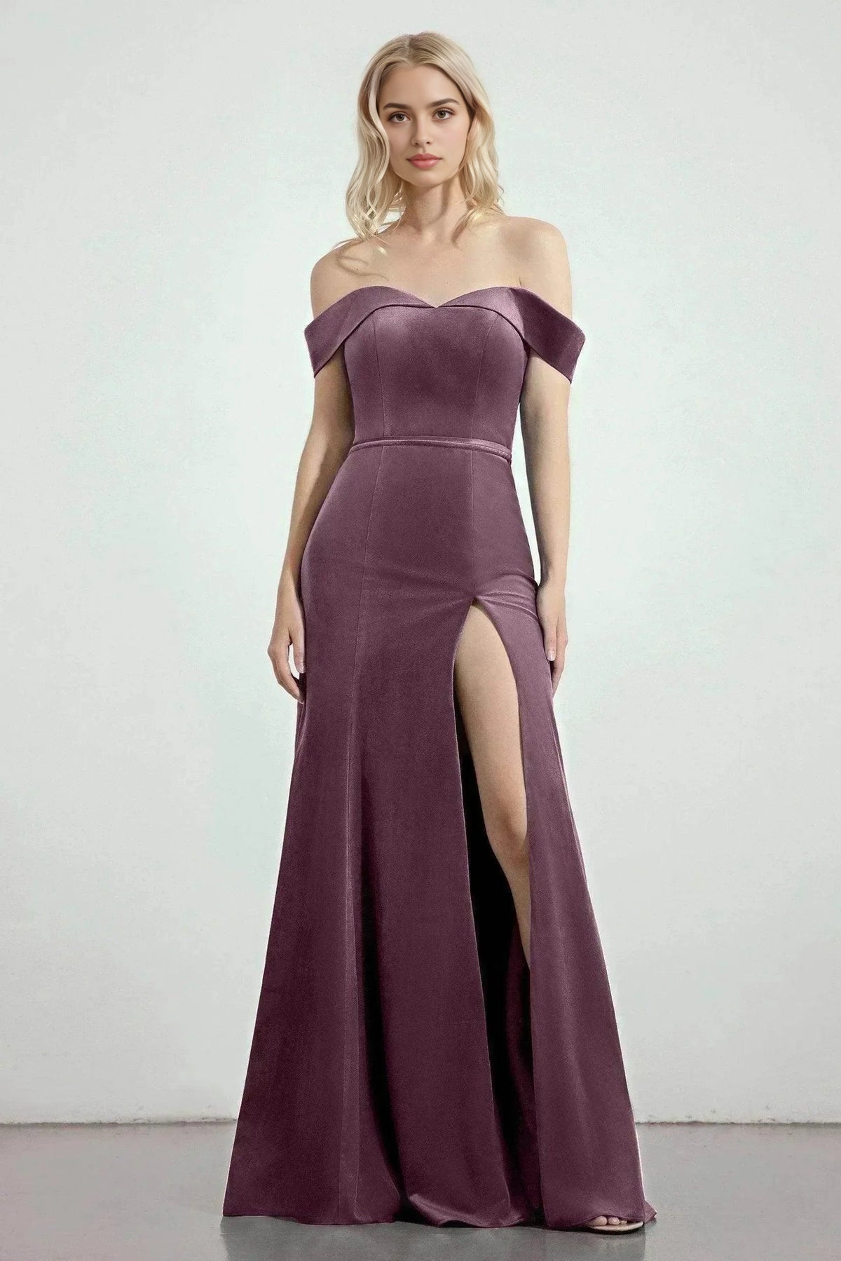 Elegant Plus Size Mermaid Sweetheart Off Shoulder V Back Long Bridesmaid Dress