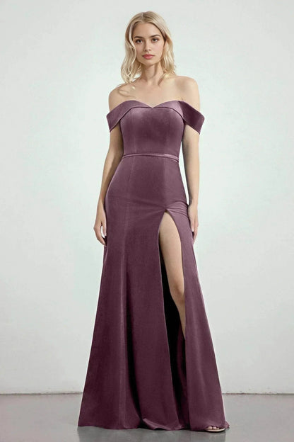 Elegant Plus Size Mermaid Sweetheart Off Shoulder V Back Long Bridesmaid Dress