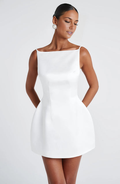 Chic A Line Square Neck Spaghetti Strap V Back Mini Homecoming Dress