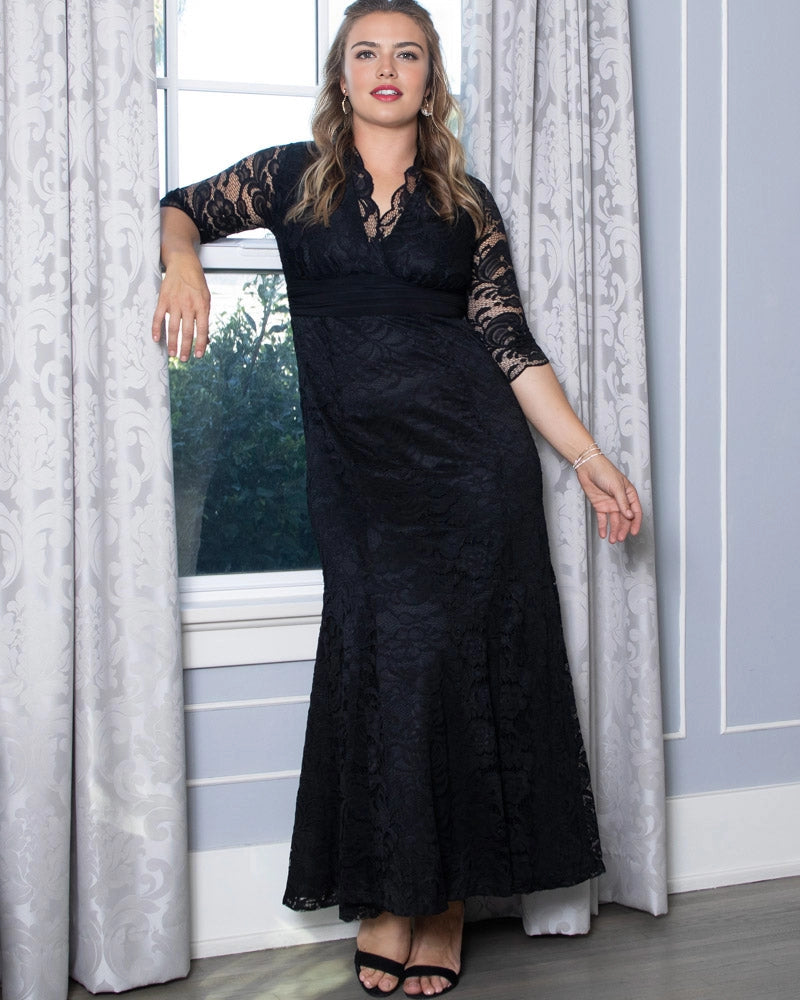 Roselledress 3/4 Sleeve Lace Maxi Plus Size Wedding Guest Dress