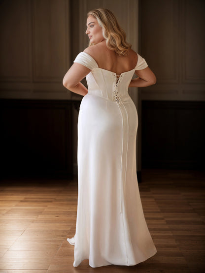 Elegant Mermaid Strapless Sleeveless Lace‑Up‑Back Floor‑Length Plus Size Wedding Guest Dress