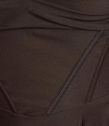 Chic Plus Size A-Line Off-the-Shoulder Lace-Up Short Brown Satin Homecoming Dress