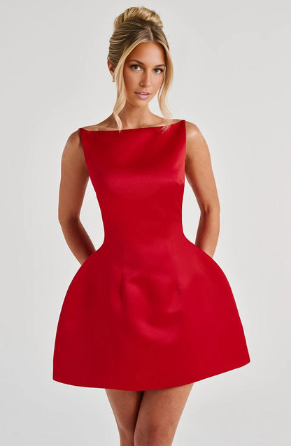 Chic A Line Square Neck Spaghetti Strap V Back Mini Homecoming Dress