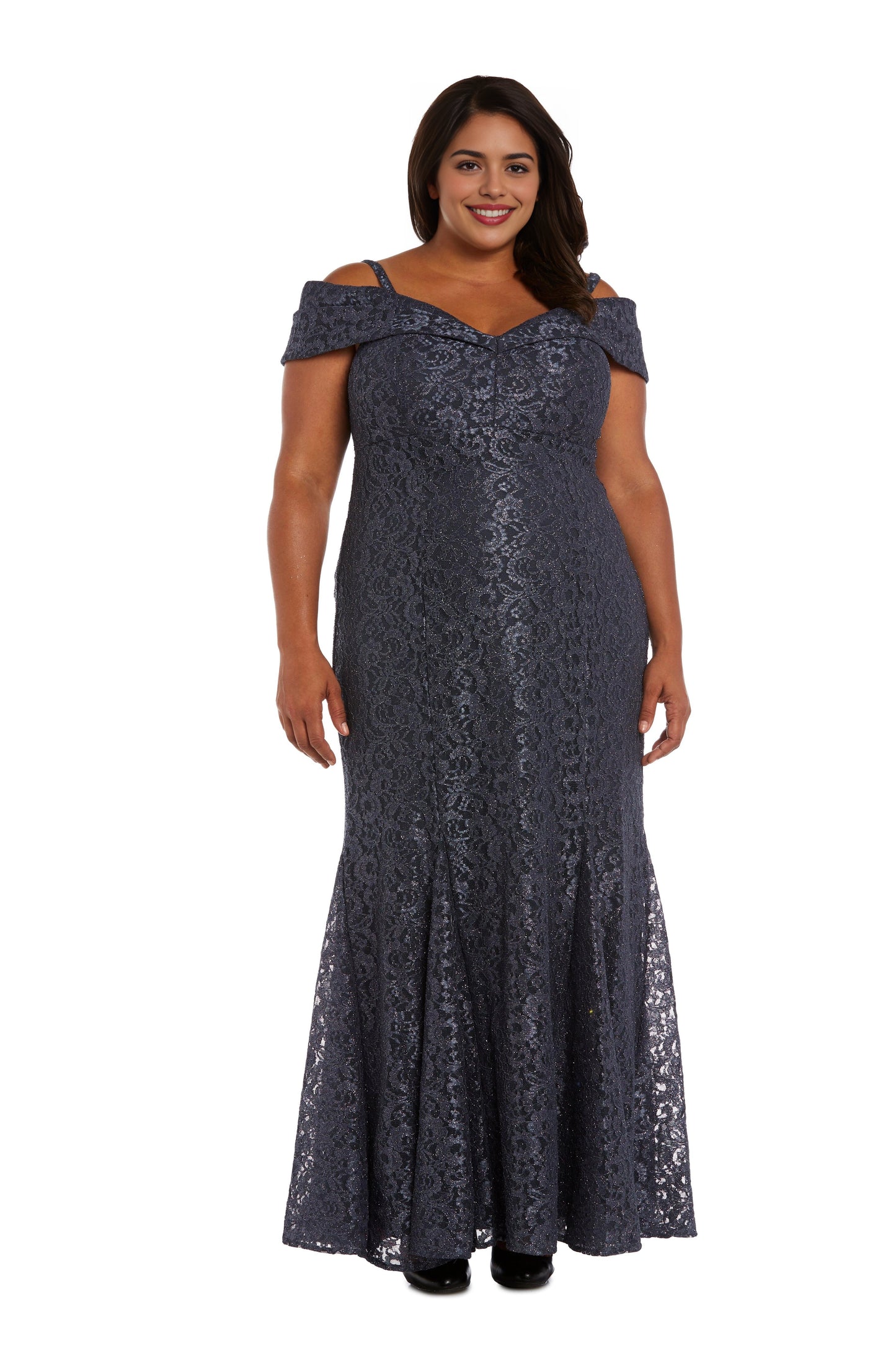 Roselledress Modest Plus Size Mermaid Off Shoulder Strap Low Back Lace Maxi Prom Dress
