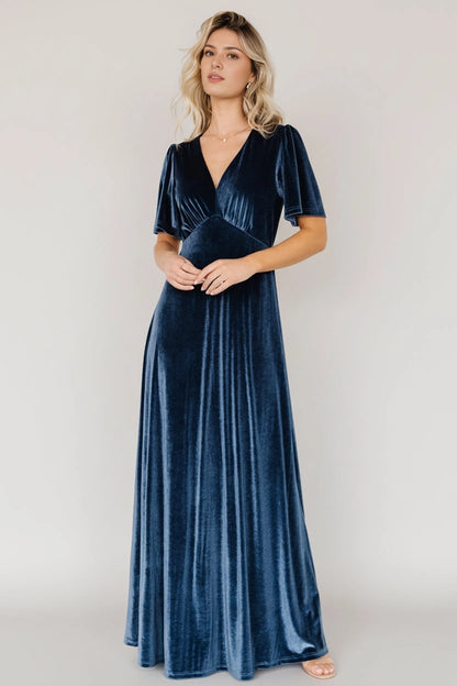 Elegant A‑Line V‑Neck Short‑Sleeve Keyhole‑Back Floor‑Length Mother Of Bride Dress