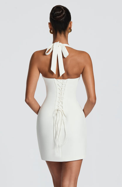 Bodycon Halter Sleeveless Lace Up Back Mini Homecoming Dress