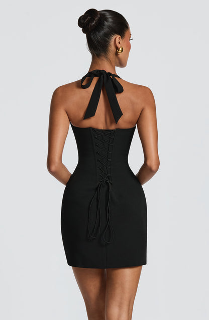 Bodycon Halter Sleeveless Lace Up Back Mini Homecoming Dress