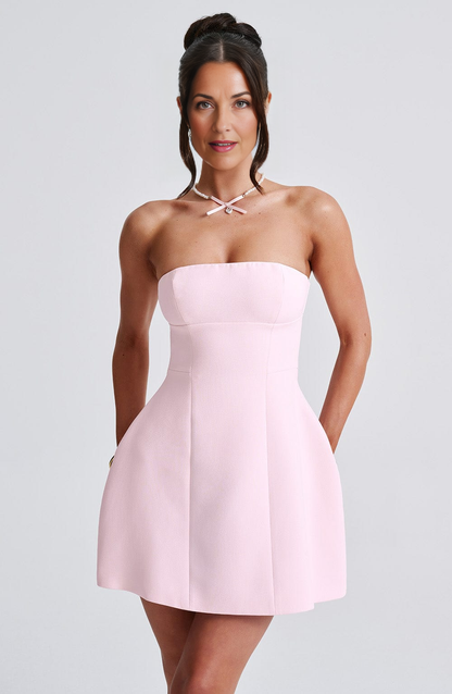 FitFlare ALine Strapless Strapless ZipBack Mini  homecoming  dress