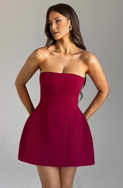 FitFlare ALine Strapless Strapless ZipBack Mini  homecoming  dress