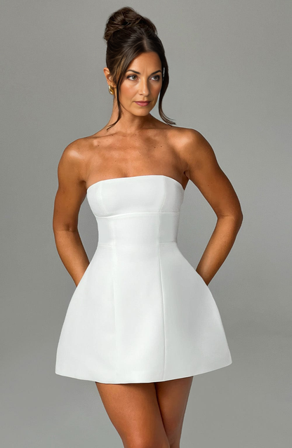FitFlare ALine Strapless Strapless ZipBack Mini  homecoming  dress