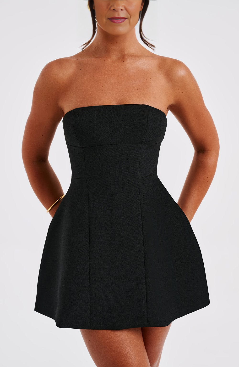 FitFlare ALine Strapless Strapless ZipBack Mini  homecoming  dress