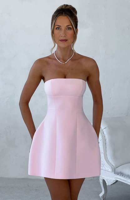 FitFlare ALine Strapless Strapless ZipBack Mini  homecoming  dress