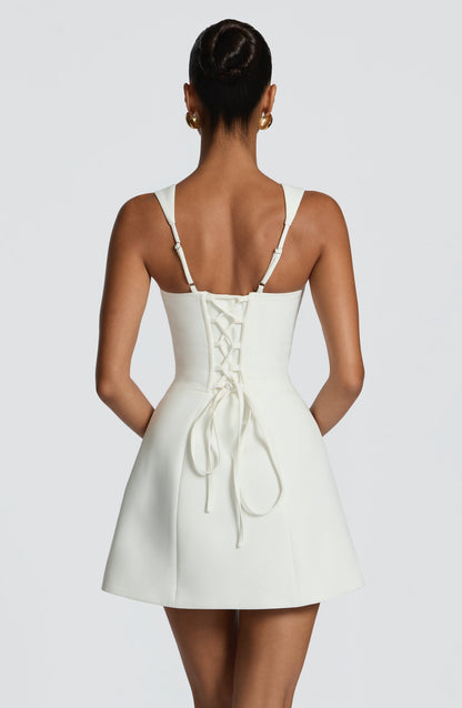 FitFlare ALine Square Sleeveless LaceUpBack Mini  homecoming  dress