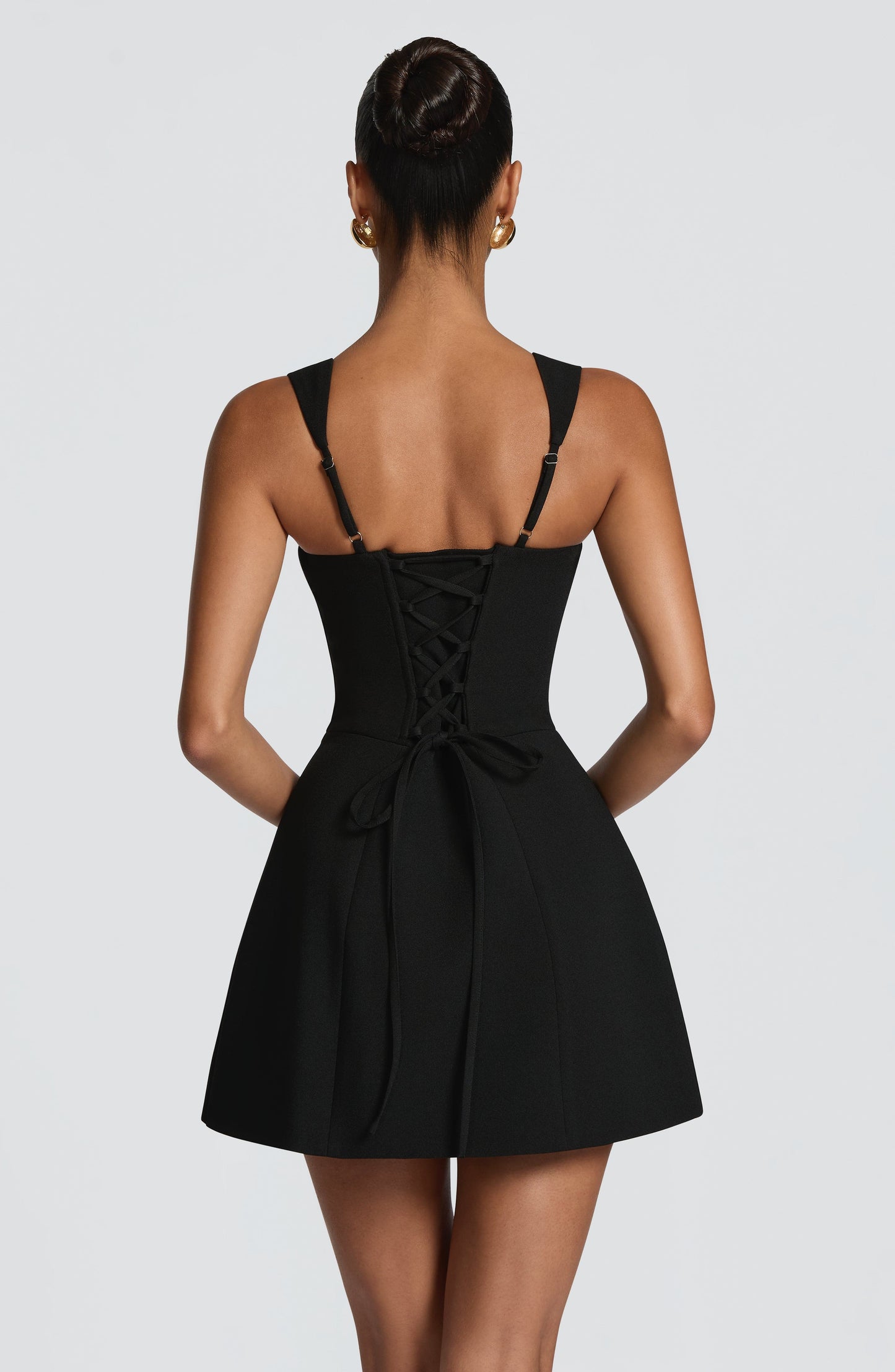 FitFlare ALine Square Sleeveless LaceUpBack Mini  homecoming  dress