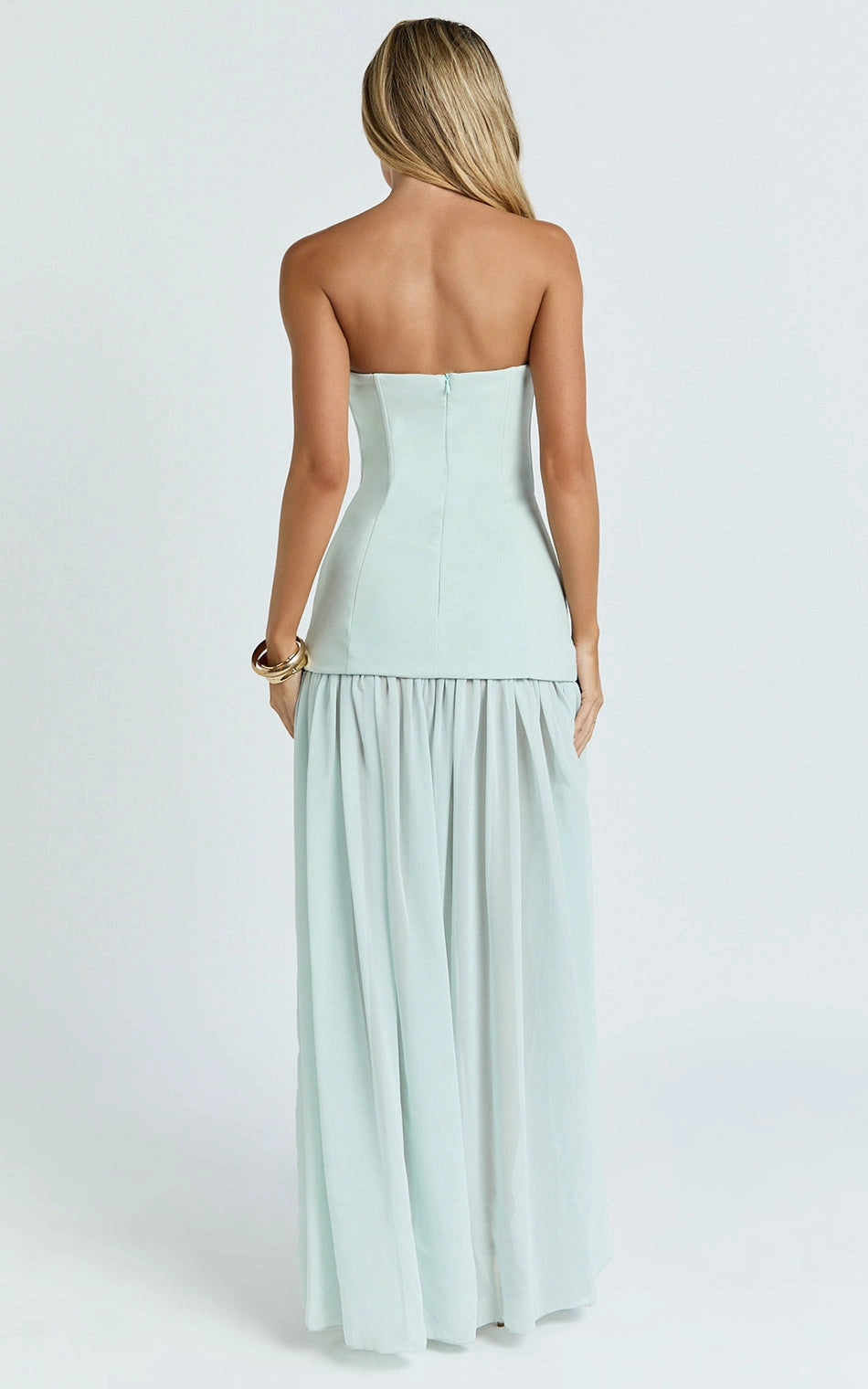 Strapless Chiffon Split Skirt Bodycon Plus Size Wedding Guest Dress
