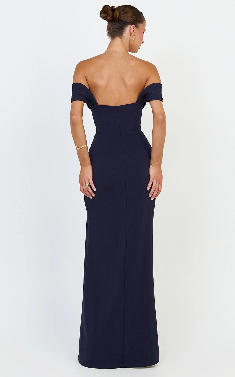 Elegant Mermaid Off Shoulder Straight Back Zipper Back Plus Size Corset Slit Maxi Prom Dress