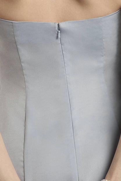 Soft A-Line Strapless Sleeveless Plain Back Mini Bridesmaid Dress