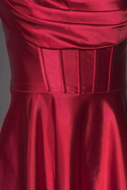 Red A Line Cowl Spaghetti Strap Zip Back Mini Homecoming Dress
