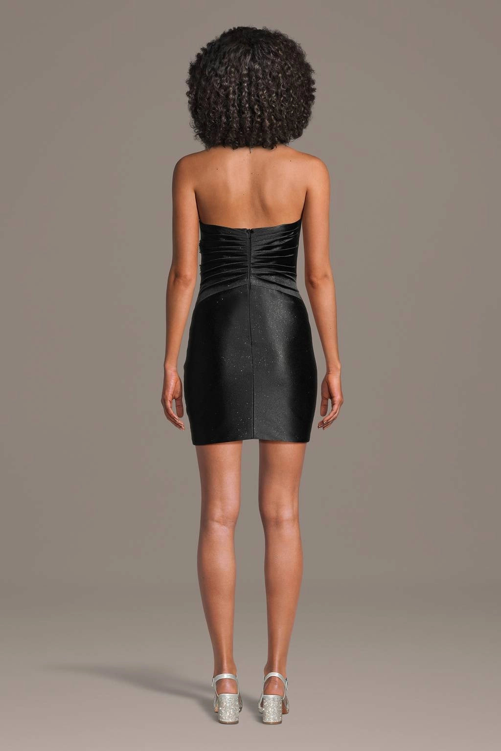 roselledress black strapless sweetheart cutout beaded bodycon mini homecoming dress zip back view
