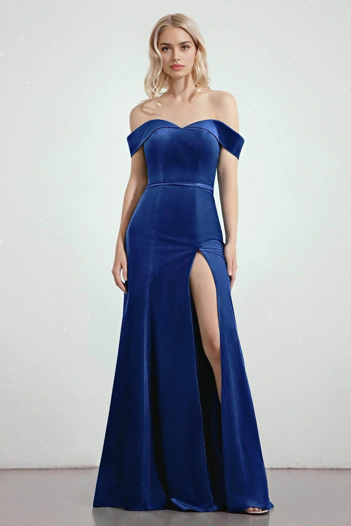 Elegant Plus Size Mermaid Sweetheart Off Shoulder V Back Long Bridesmaid Dress