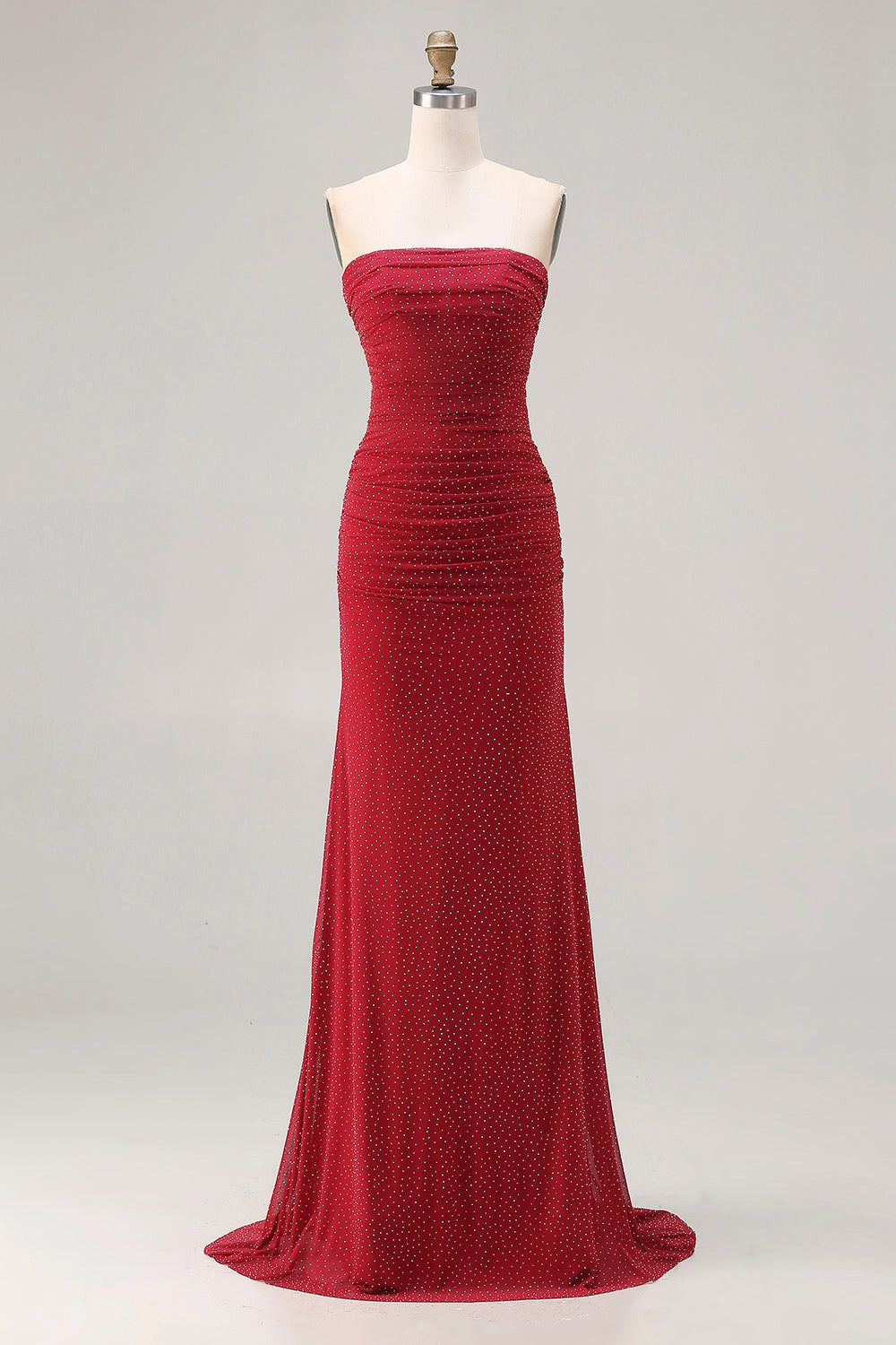 Glamorous Mermaid Straight-Neck Sleeveless Strapless-Back Floor-Length Plus Size Prom Dress