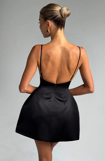 Chic A Line Square Neck Spaghetti Strap V Back Mini Homecoming Dress