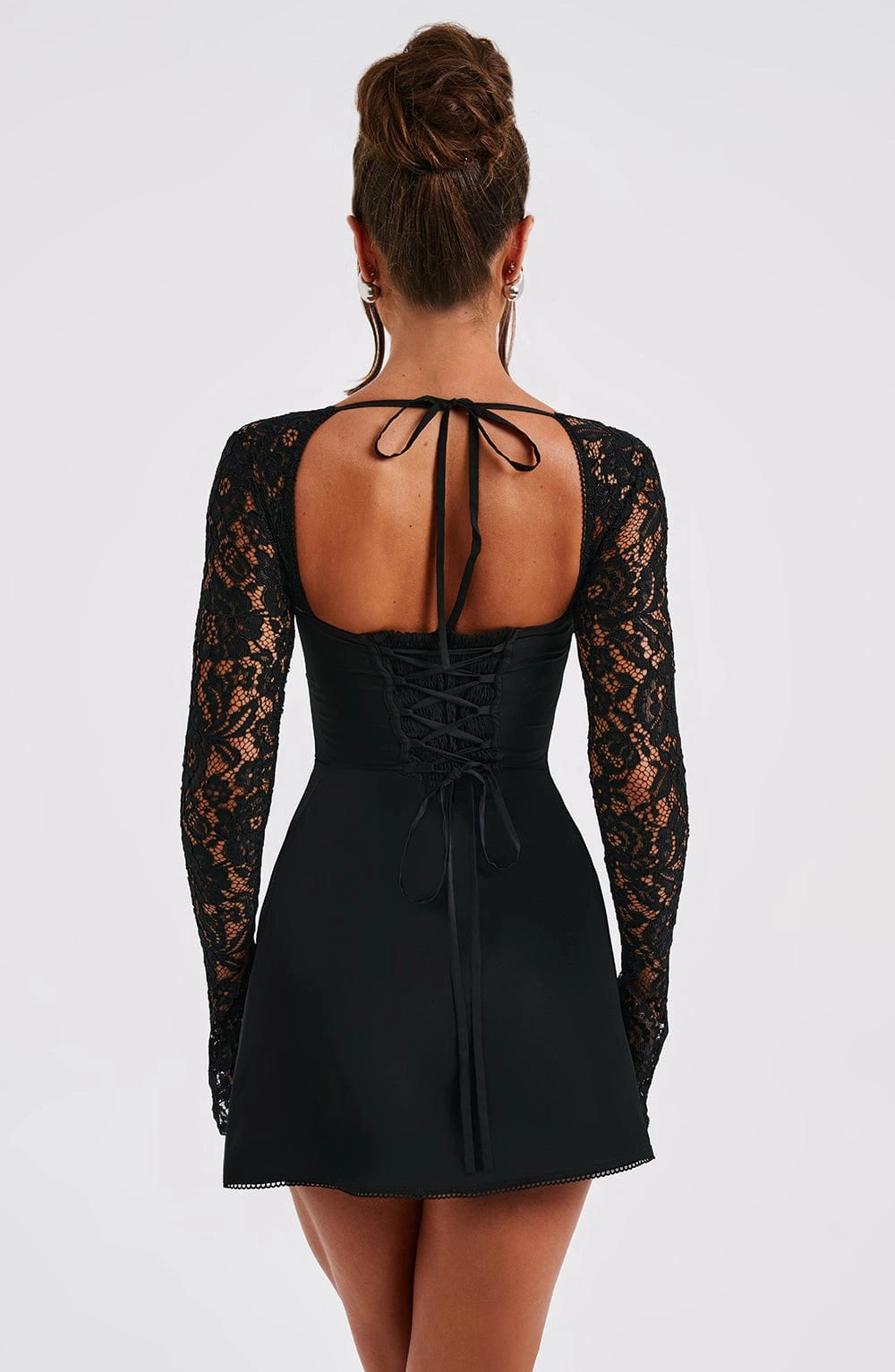 White Bodycon Sweetheart Lace Sleeve Corset Back Mini  Homecoming Dress