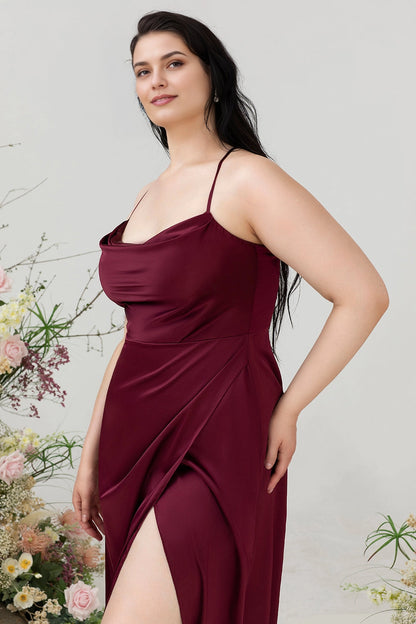 Elegant Sheath Cowl Neck Sleeveless Crisscross Back Plus Size Evening Dress