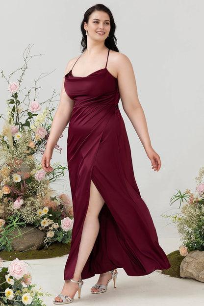Elegant Sheath Cowl Neck Sleeveless Crisscross Back Plus Size Evening Dress