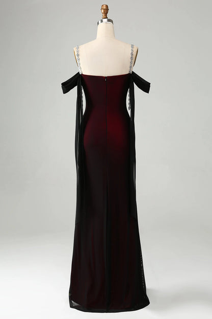 Plus Size Elegant Sheath Cowl Neck Off Shoulder Zipper Back Long Wedding Guest Dress