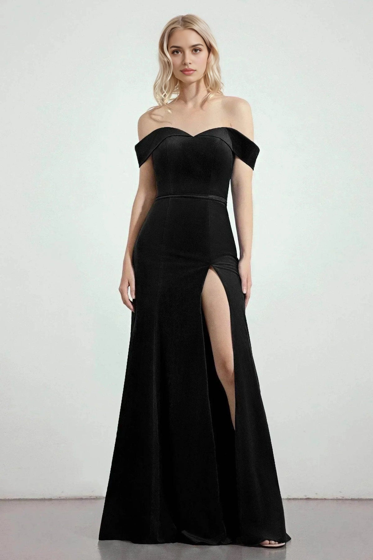 Elegant Plus Size Mermaid Sweetheart Off Shoulder V Back Long Bridesmaid Dress