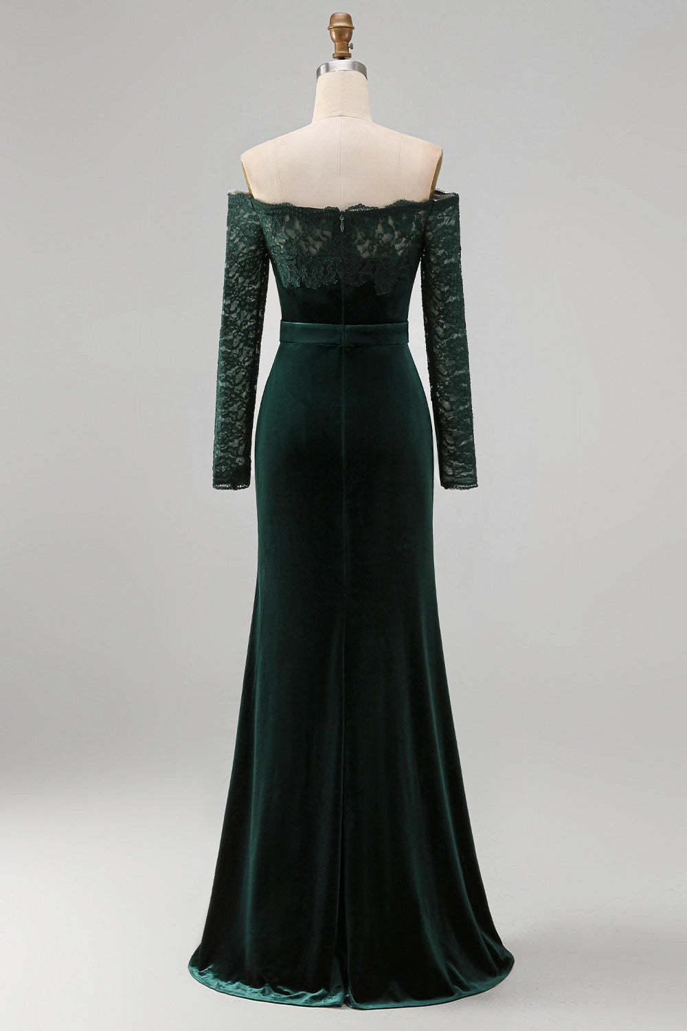 Elegant Mermaid Off-Shoulder Long-Sleeve Floor-Length Plus Size Wedding Guest Dress