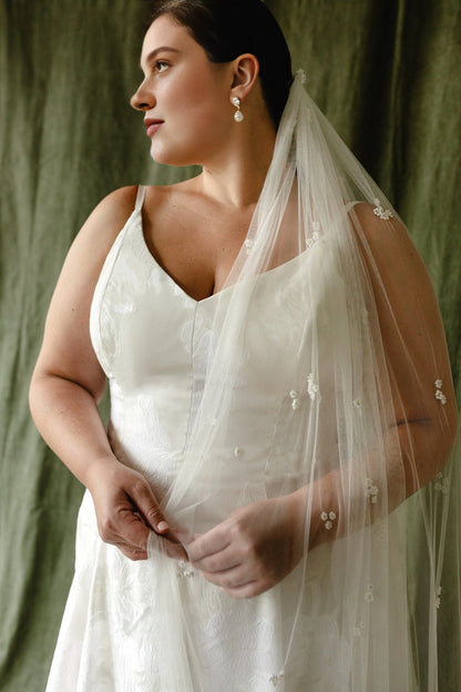 Romantic A-Line V-Neck Sleeveless V-Back Floor-Length Plus Size Wedding Dress
