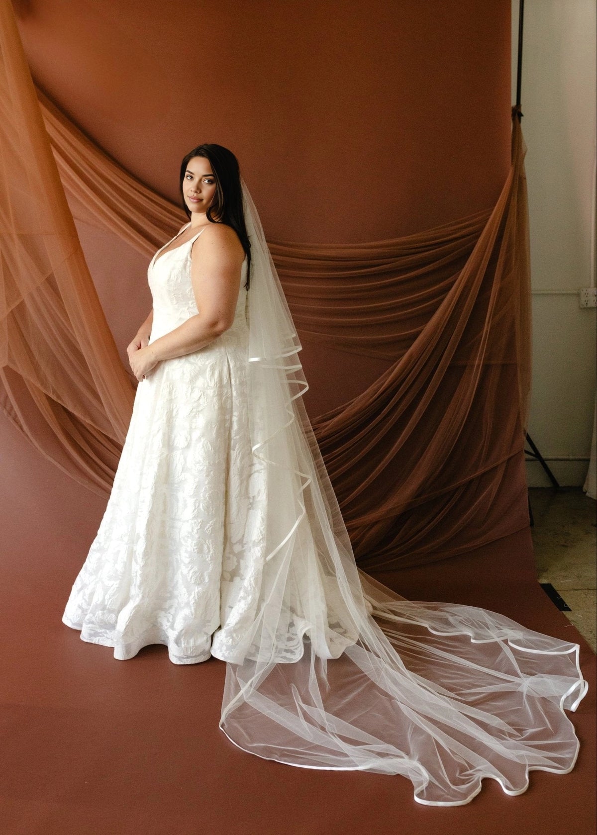 Romantic A-Line V-Neck Sleeveless V-Back Floor-Length Plus Size Wedding Dress