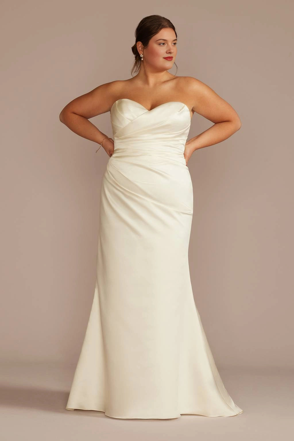 Elegant A-Line Sweetheart Strapless Straight Back Plus Size Wedding Dress