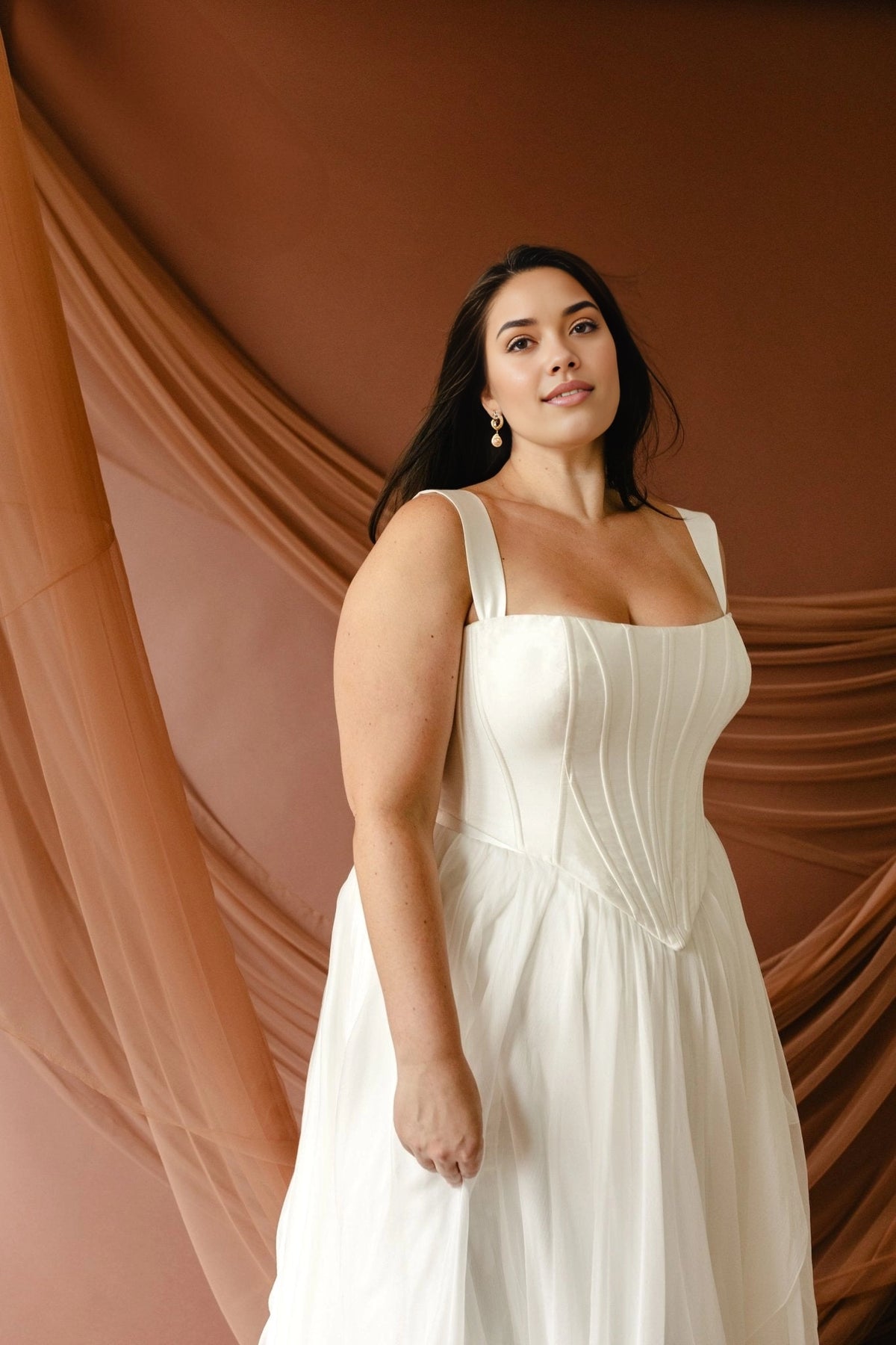 Elegant A-Line Strapless Sleeveless Zipper Back Floor-Length Plus Size Wedding Dress