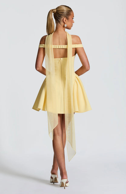 Flared Off Shoulder Deep V Open Back Mini Homecoming Dress