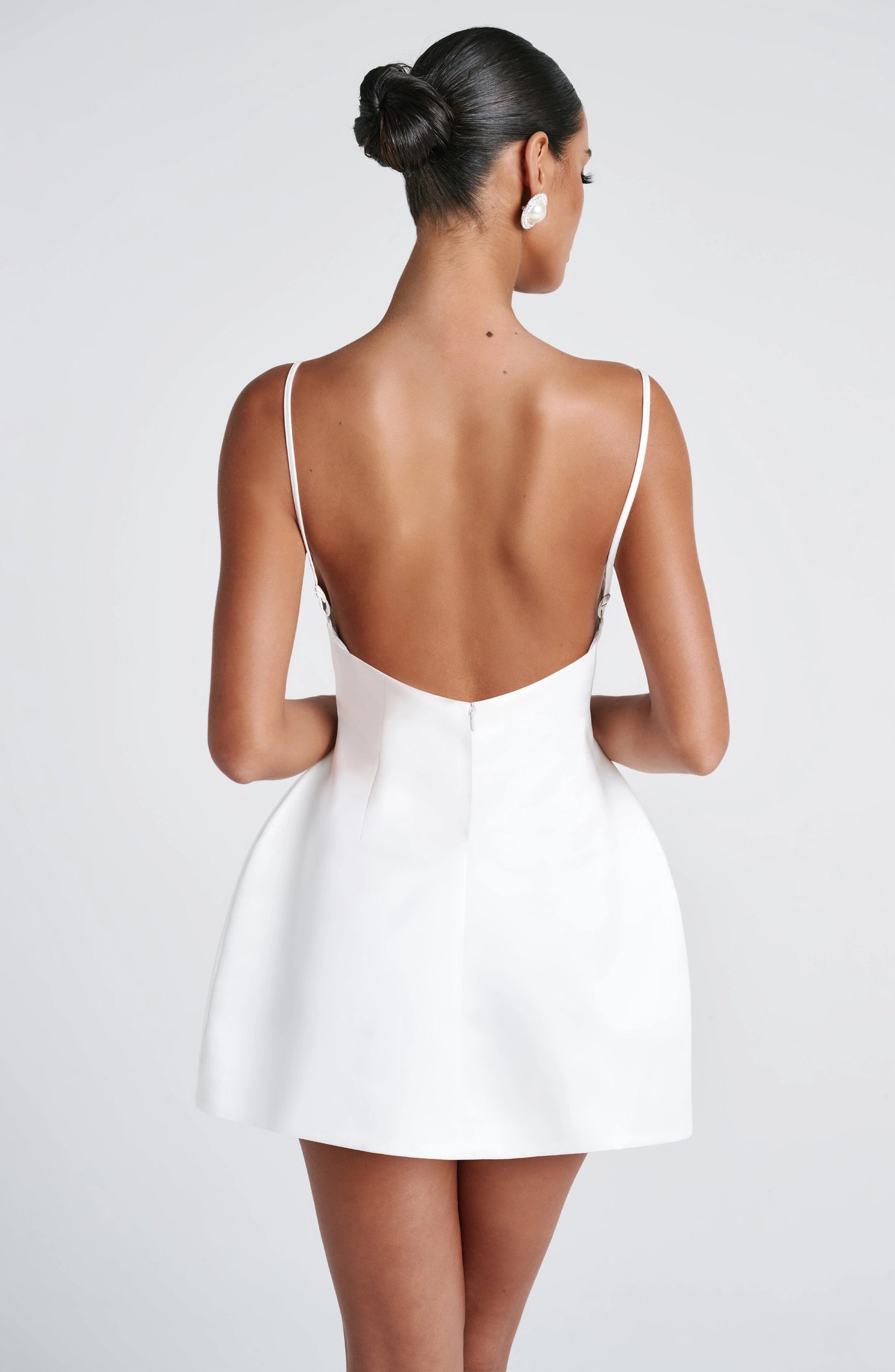 Chic A Line Square Neck Spaghetti Strap V Back Mini Homecoming Dress