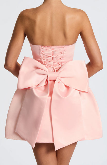 White Fit Flare Strapless Sleeveless Lace Up Back Mini Homecoming Dress
