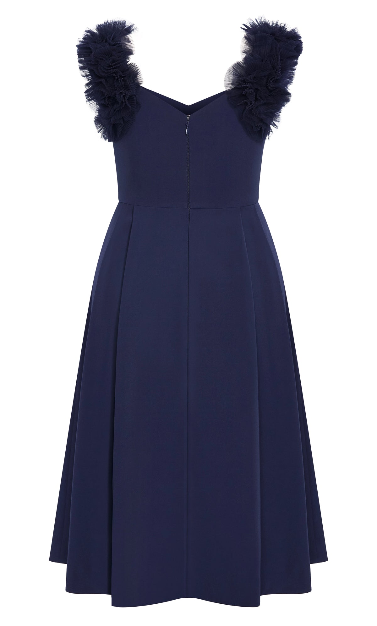 Elegant A-Line Sweetheart Floral Strap V-Back Tea-Length Plus Size Wedding Guest Dress