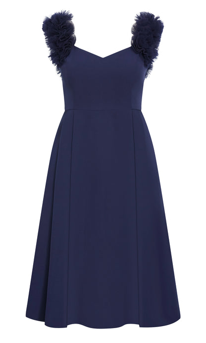 Elegant A-Line Sweetheart Floral Strap V-Back Tea-Length Plus Size Wedding Guest Dress