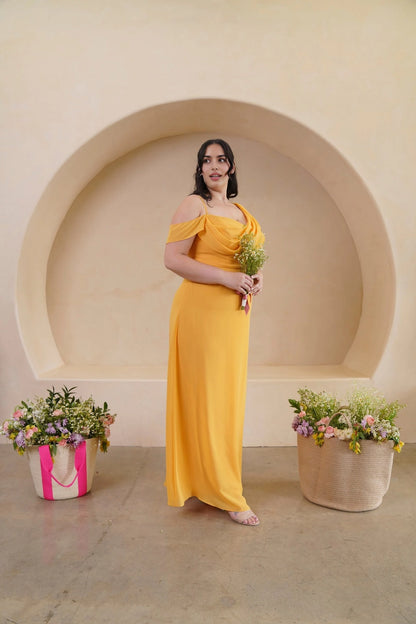 Elegant A-Line Draped One Shoulder Zipper Back Floor Length Bridesmaid Dress