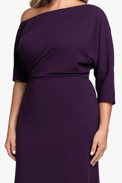 Plus Size Elegant Mermaid Asymmetric Neck Half Sleeve Zipper Back Mother of the Bride Dress