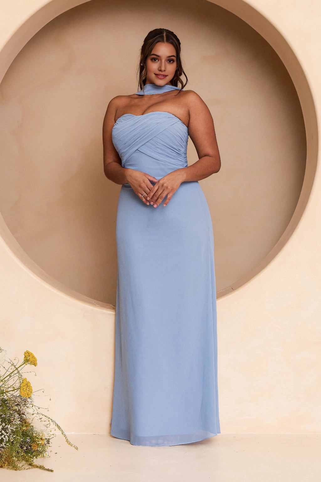 Elegant Sheath Sweetheart Strapless Open Back Floor Length Plus Size Bridesmaid Dress