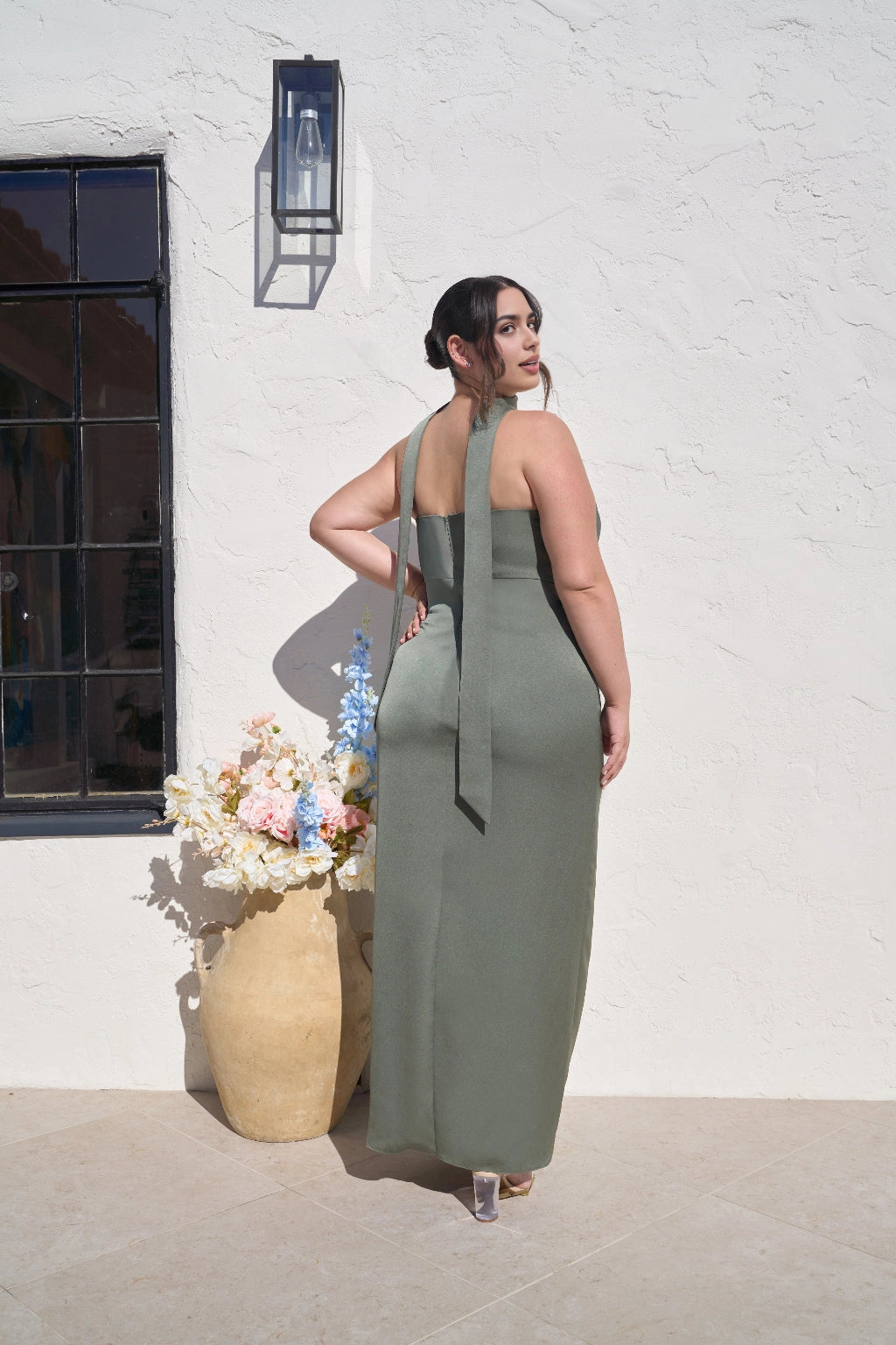Elegant Sheath Straight Neck Strapless Zipper Back Long Plus Size Bridesmaid Dress