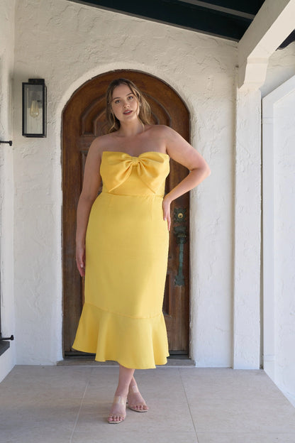 Elegant Plus Size Mermaid Straight Neck Strapless Zipper Back Wedding Guest Dress