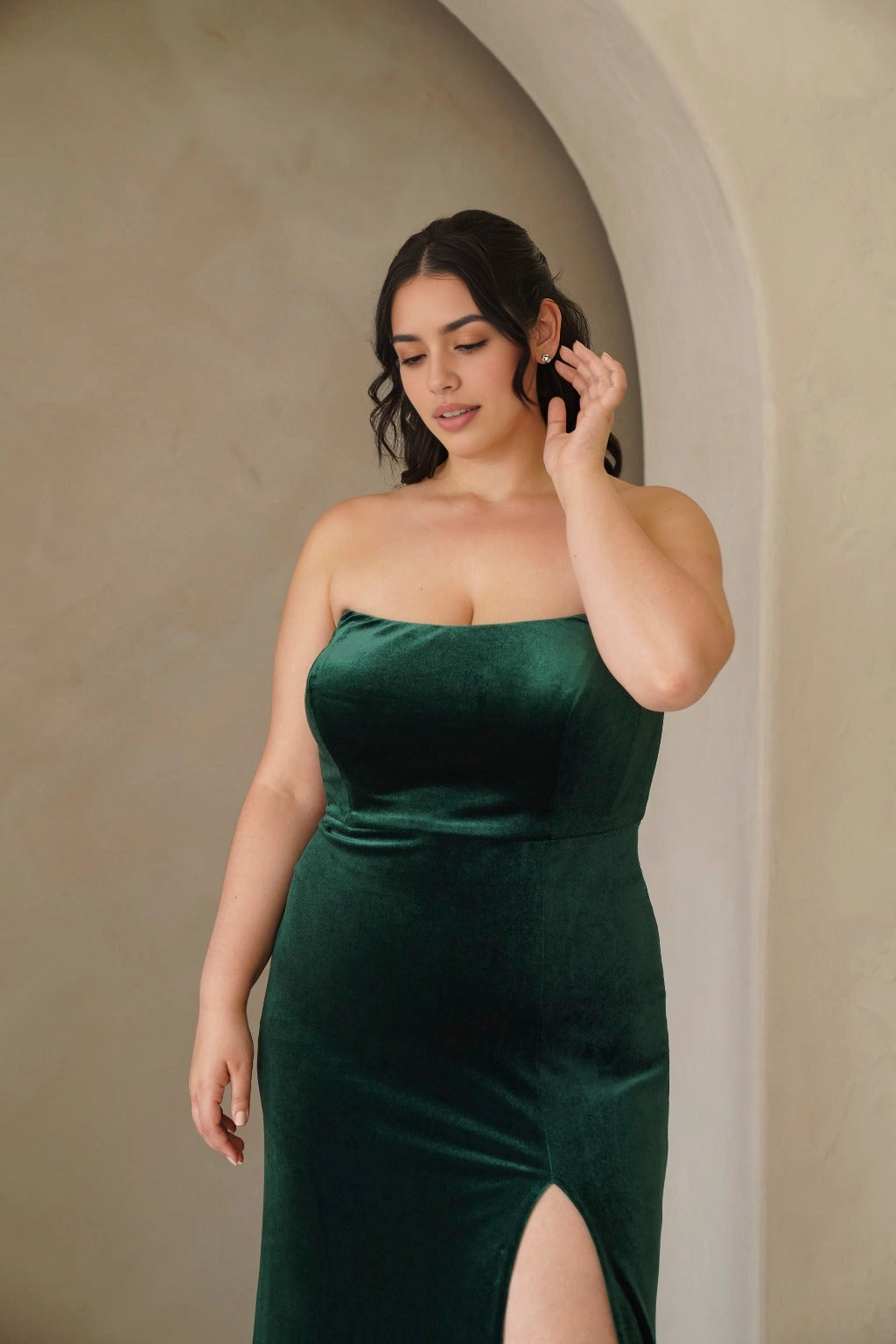 Elegant Plus Size Sheath Strapless Sleeveless Zipper Back Floor Length Evening Dress