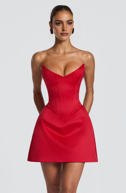 Classic A Line Strapless Corset Lace Up Back Mini Homecoming Dress