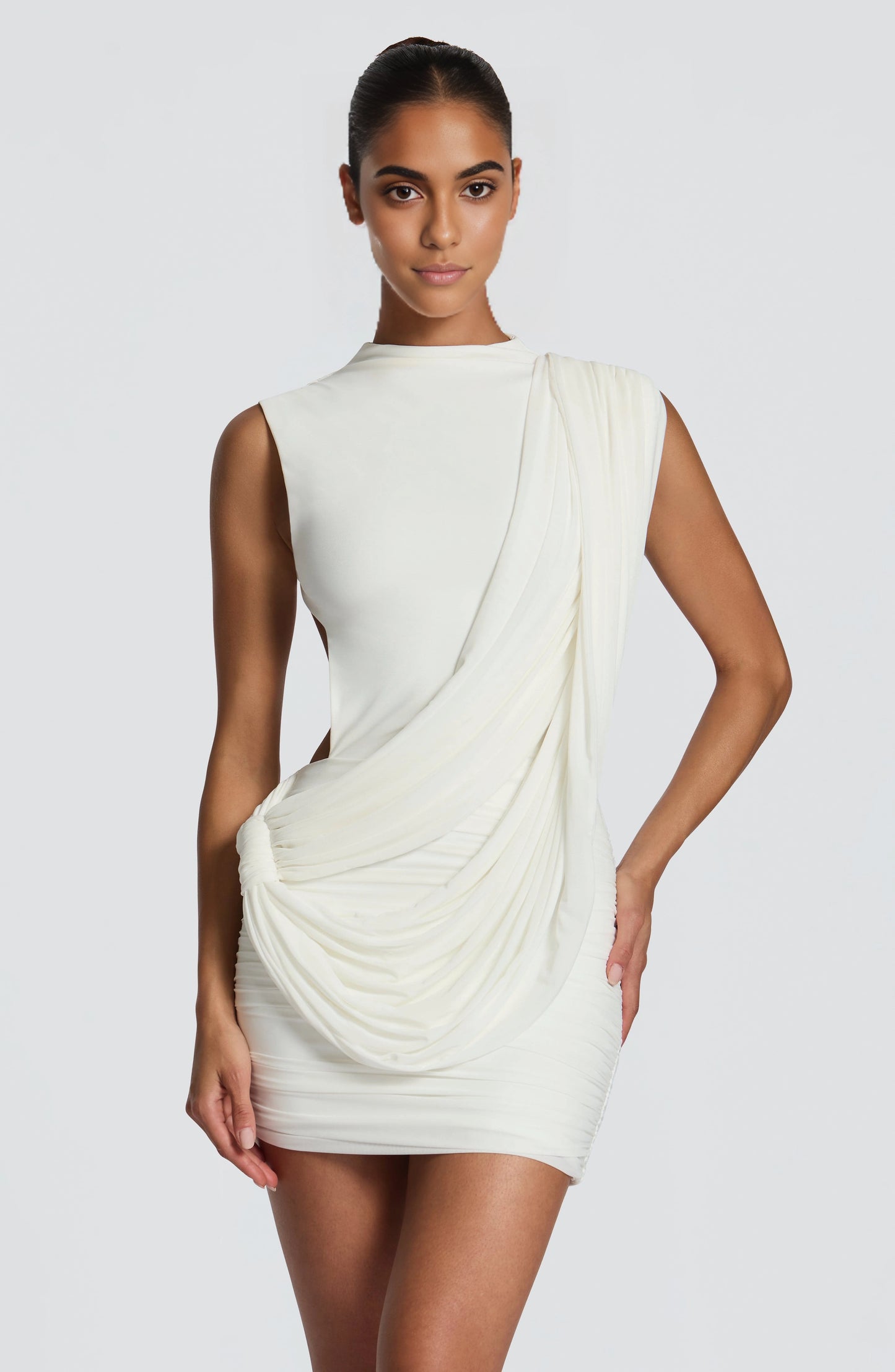 Elegant Bodycon High Neck Sleeveless Open Back Mini Homecoming Dress